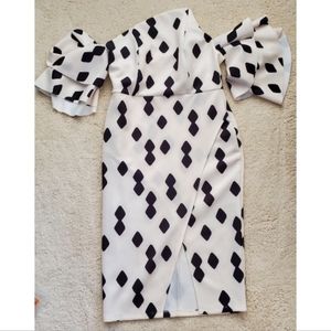 NWT ASOS Extreme Bandeau Frill Sleeve Wrap Front Midi Dress